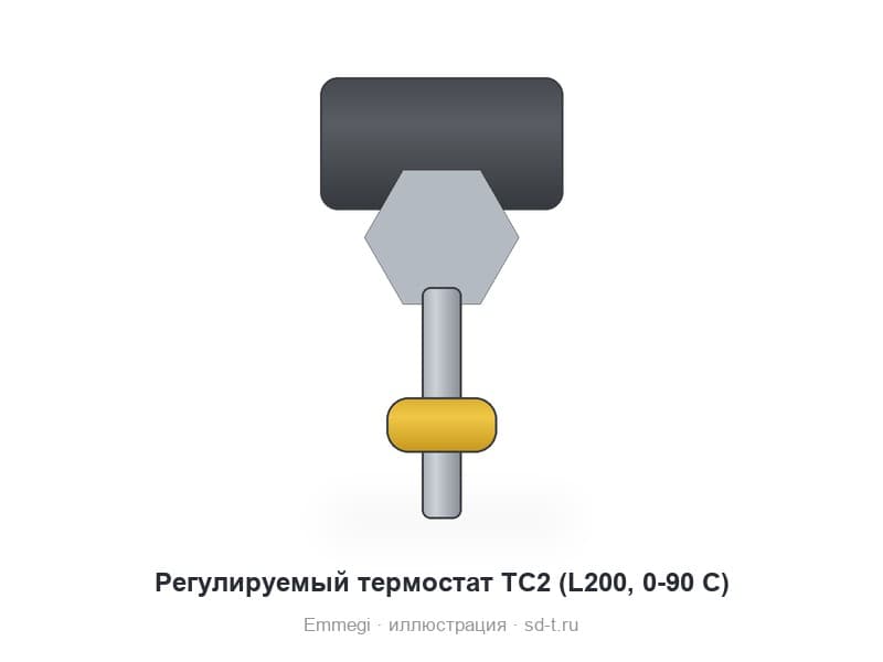 Регулируемый термостат TC2 (L200, 0-90 C)