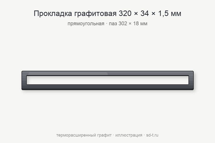 Графитовая прокладка 320х34х1,5 – (302х18) прямоугольная