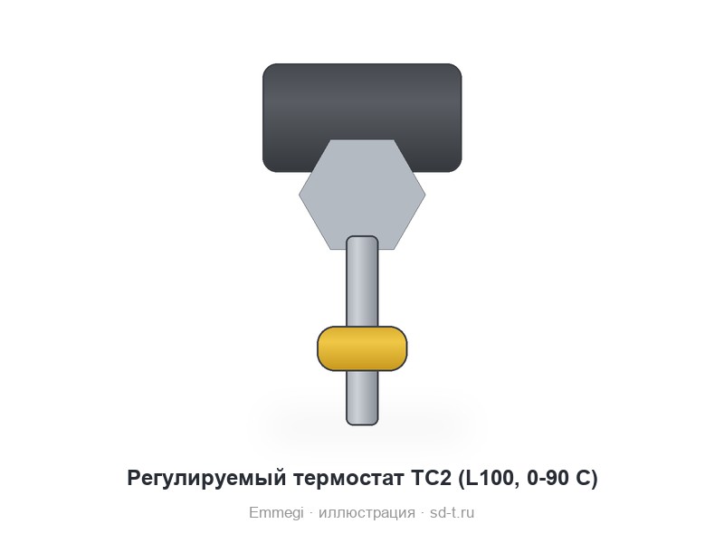 Регулируемый термостат TC2 (L100, 0-90 C)