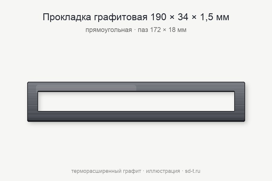 Графитовая прокладка 190х34х1,5 – (172х18) прямоугольная